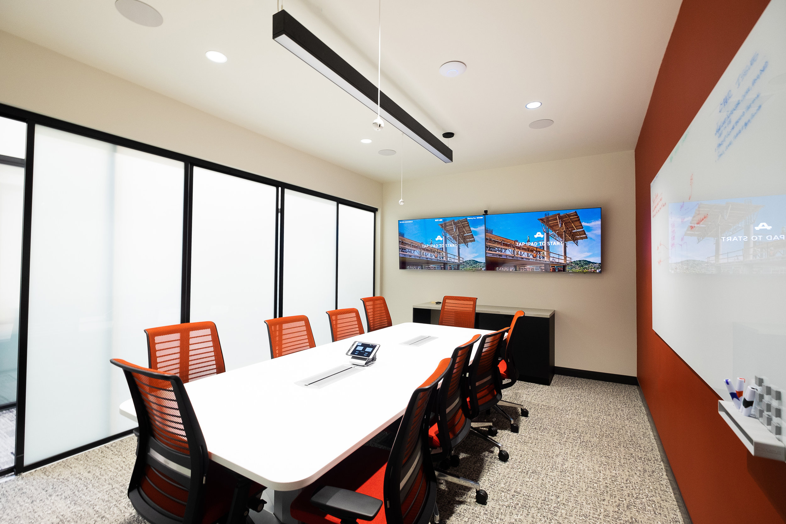 Modern meeting room with integrated AV solutions