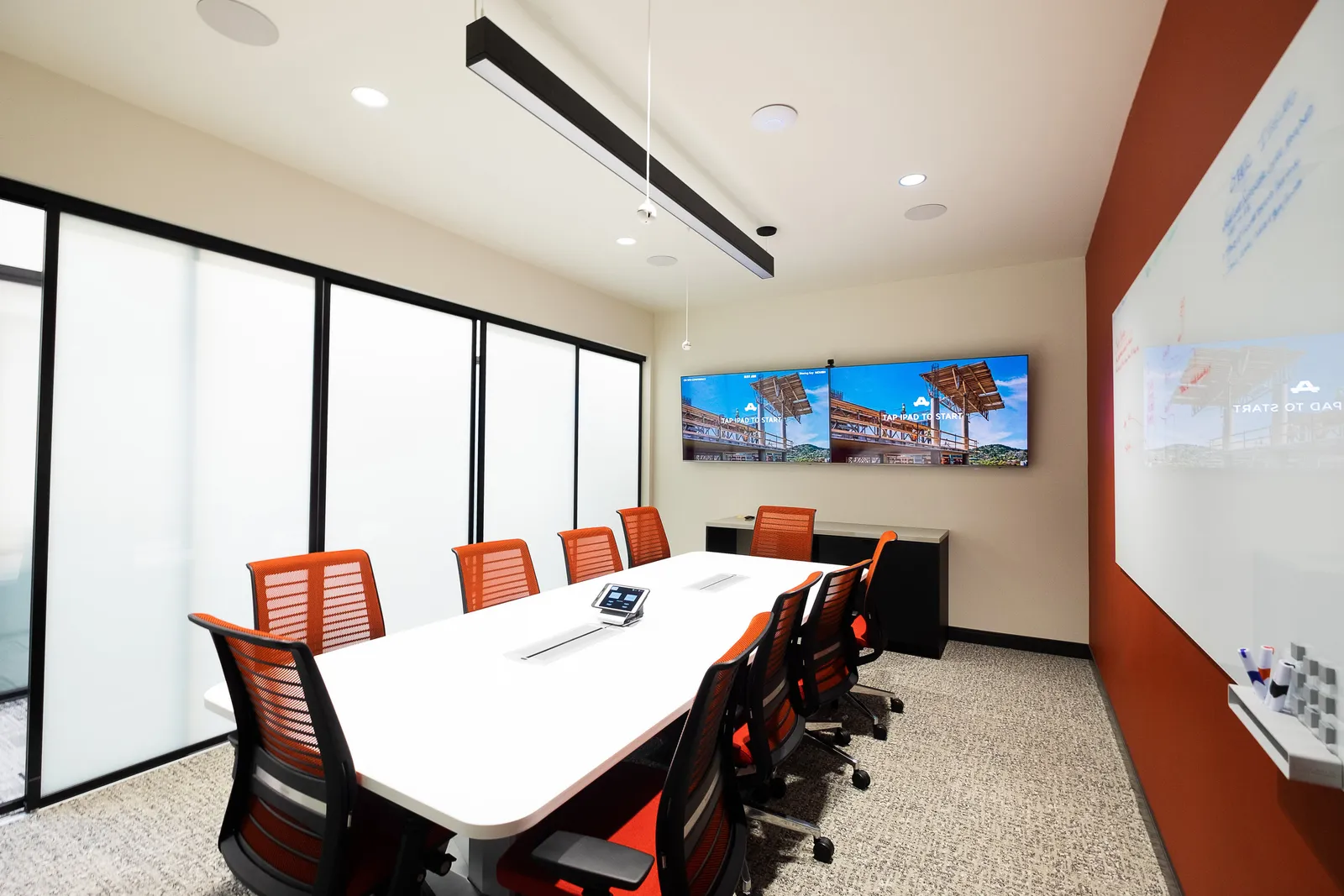 Modern meeting room with integrated AV solutions